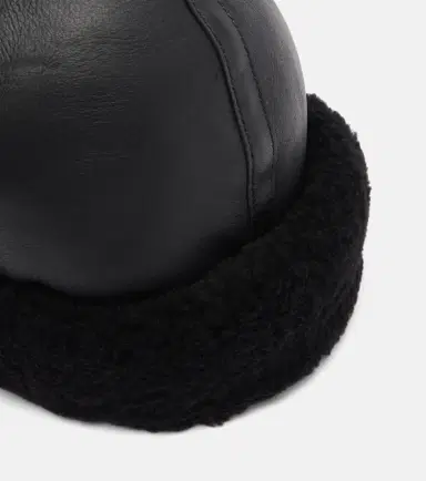 TOTEME Shearling-trimmed leather hat | Thumbnail 2 TOTEME Shearling-trimmed leather hat | Thumbnail 2