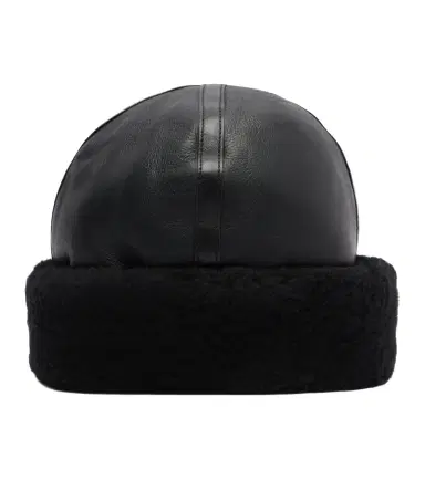 TOTEME Shearling-trimmed leather hat | Thumbnail 1 TOTEME Shearling-trimmed leather hat | Thumbnail 1