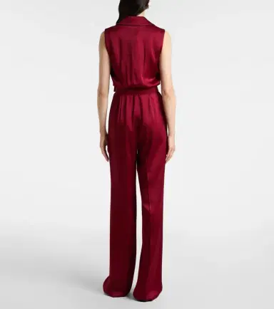 Max Mara Scalata velvet-trimmed satin jumpsuit | Thumbnail 4 Max Mara Scalata velvet-trimmed satin jumpsuit | Thumbnail 4