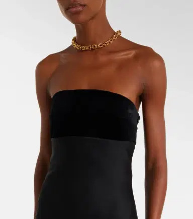 Max Mara Baia velvet-trimmed satin bustier gown | Thumbnail 3 Max Mara Baia velvet-trimmed satin bustier gown | Thumbnail 3