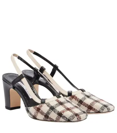 Manolo Blahnik Vestal checked slingback pumps | Thumbnail 1 Manolo Blahnik Vestal checked slingback pumps | Thumbnail 1