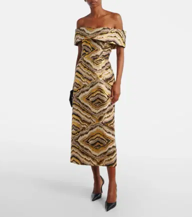Markarian Gloria off-shoulder jacquard midi dress | Thumbnail 2 Markarian Gloria off-shoulder jacquard midi dress | Thumbnail 2