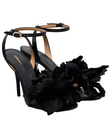 Ferragamo Ghilly 95 floral-appliqué satin sandals | Thumbnail 1 Ferragamo Ghilly 95 floral-appliqué satin sandals | Thumbnail 1