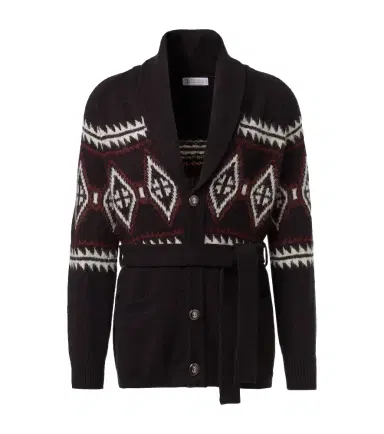 Brunello Cucinelli Jacquard wool, silk, and cashmere cardigan | Thumbnail 1 Brunello Cucinelli Jacquard wool, silk, and cashmere cardigan | Thumbnail 1