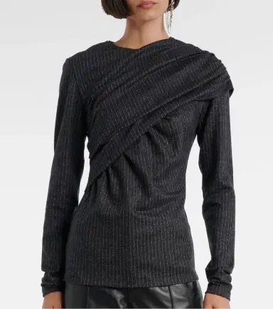 Isabel Marant Asna chalk stripe wool and cotton top | Thumbnail 3 Isabel Marant Asna chalk stripe wool and cotton top | Thumbnail 3