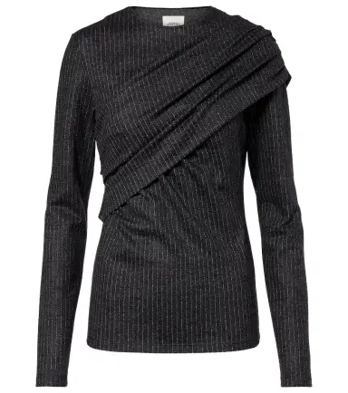 Isabel Marant Asna chalk stripe wool and cotton top | Thumbnail 1 Isabel Marant Asna chalk stripe wool and cotton top | Thumbnail 1