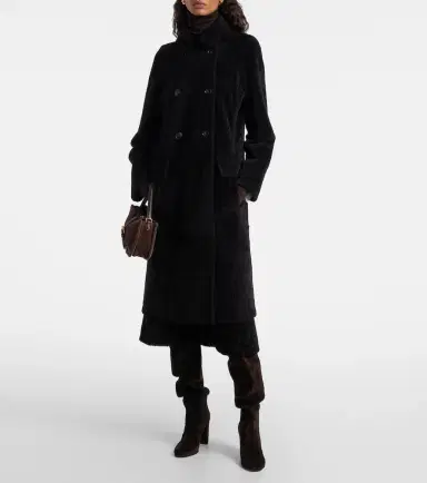 Yves Salomon Double-breasted shearling coat | Thumbnail 2 Yves Salomon Double-breasted shearling coat | Thumbnail 2