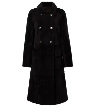 Yves Salomon Double-breasted shearling coat | Thumbnail 1 Yves Salomon Double-breasted shearling coat | Thumbnail 1
