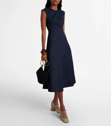 Veronica Beard Dulce cotton-blend denim midi dress | Thumbnail 2 Veronica Beard Dulce cotton-blend denim midi dress | Thumbnail 2