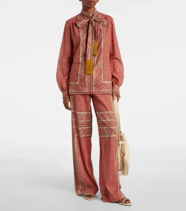 Valentino Printed tie-neck cotton blouse | Thumbnail 2 Valentino Printed tie-neck cotton blouse | Thumbnail 2