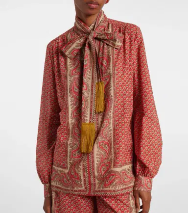 Valentino Printed tie-neck cotton blouse | Thumbnail 5 Valentino Printed tie-neck cotton blouse | Thumbnail 5