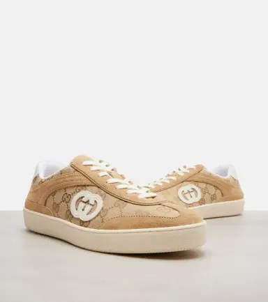 Gucci G75 GG Canvas suede-trimmed sneakers | Thumbnail 3 Gucci G75 GG Canvas suede-trimmed sneakers | Thumbnail 3