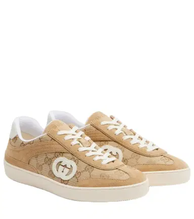 Gucci G75 GG Canvas suede-trimmed sneakers | Thumbnail 1 Gucci G75 GG Canvas suede-trimmed sneakers | Thumbnail 1