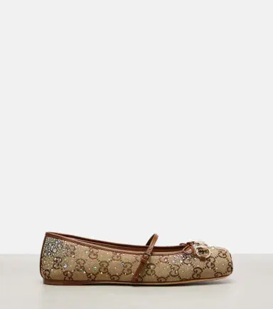 Gucci Horsebit embellished canvas ballet flats | Thumbnail 2 Gucci Horsebit embellished canvas ballet flats | Thumbnail 2