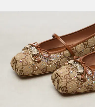 Gucci Horsebit embellished canvas ballet flats | Thumbnail 3 Gucci Horsebit embellished canvas ballet flats | Thumbnail 3