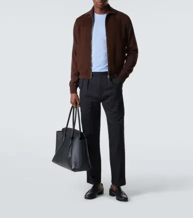 Tom Ford Suede-paneled wool-blend zip-up sweater | Thumbnail 2 Tom Ford Suede-paneled wool-blend zip-up sweater | Thumbnail 2
