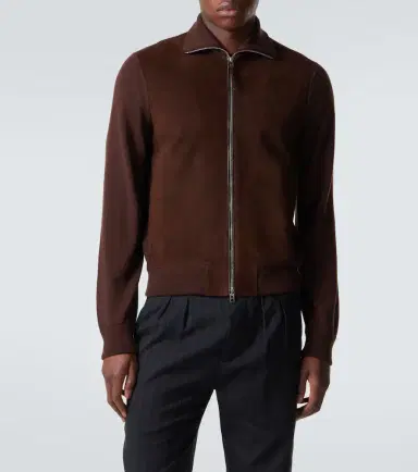 Tom Ford Suede-paneled wool-blend zip-up sweater | Thumbnail 6 Tom Ford Suede-paneled wool-blend zip-up sweater | Thumbnail 6