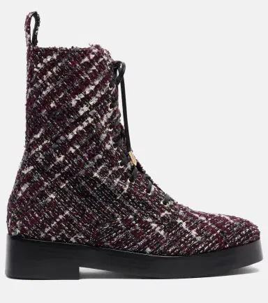 Aquazzura Ben 20 leather-trimmed tweed combat boots | Thumbnail 3 Aquazzura Ben 20 leather-trimmed tweed combat boots | Thumbnail 3
