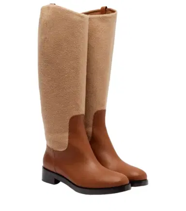 Max Mara Cavaliere leather and wool knee-high boots | Thumbnail 1 Max Mara Cavaliere leather and wool knee-high boots | Thumbnail 1