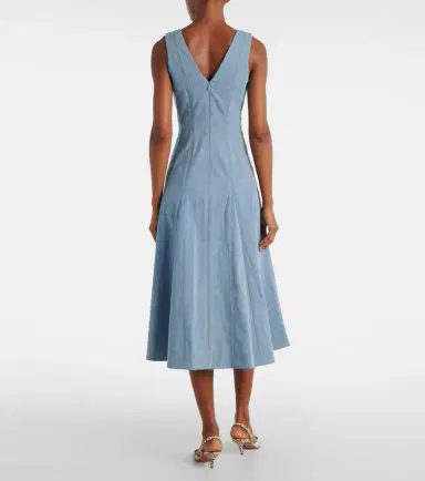 Veronica Beard Lou pleated denim midi dress | Thumbnail 3 Veronica Beard Lou pleated denim midi dress | Thumbnail 3