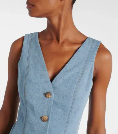 Veronica Beard Lou pleated denim midi dress | Thumbnail 5 Veronica Beard Lou pleated denim midi dress | Thumbnail 5