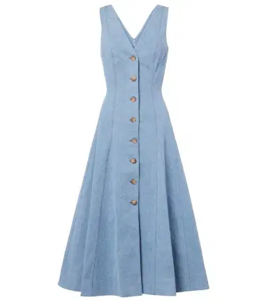 Veronica Beard Lou pleated denim midi dress | Thumbnail 1 Veronica Beard Lou pleated denim midi dress | Thumbnail 1