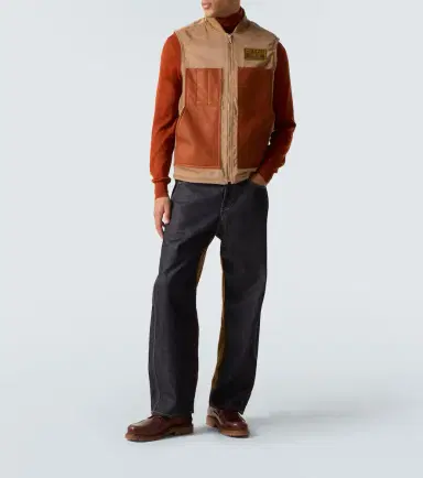 Junya Watanabe Leather-trimmed cotton and wool vest | Thumbnail 2 Junya Watanabe Leather-trimmed cotton and wool vest | Thumbnail 2