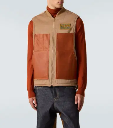 Junya Watanabe Leather-trimmed cotton and wool vest | Thumbnail 3 Junya Watanabe Leather-trimmed cotton and wool vest | Thumbnail 3