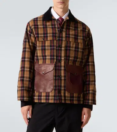 Junya Watanabe Checked leather-trimmed cotton jacket | Thumbnail 5 Junya Watanabe Checked leather-trimmed cotton jacket | Thumbnail 5