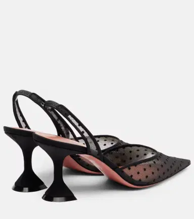 Amina Muaddi Holli 70 point d'esprit slingback pumps | Thumbnail 3 Amina Muaddi Holli 70 point d'esprit slingback pumps | Thumbnail 3