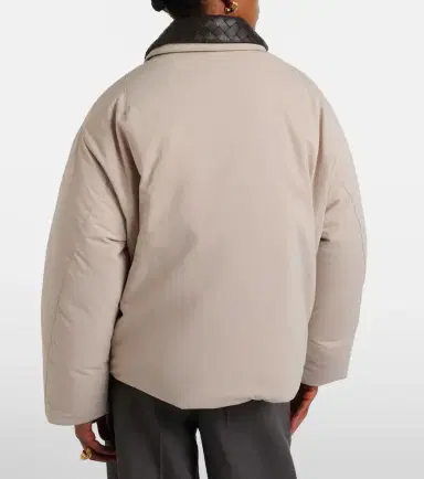 Bottega Veneta Intrecciato leather-trimmed down jacket | Thumbnail 3 Bottega Veneta Intrecciato leather-trimmed down jacket | Thumbnail 3