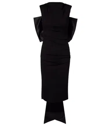 Dorothee Schumacher Bow-detail ruched satin-trimmed midi dress | Thumbnail 1 Dorothee Schumacher Bow-detail ruched satin-trimmed midi dress | Thumbnail 1