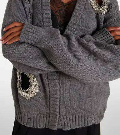 Area Distressed cotton and cashmere cardigan | Thumbnail 6 Area Distressed cotton and cashmere cardigan | Thumbnail 6