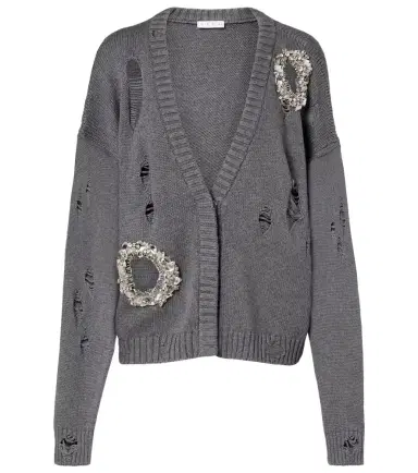 Area Distressed cotton and cashmere cardigan | Thumbnail 1 Area Distressed cotton and cashmere cardigan | Thumbnail 1