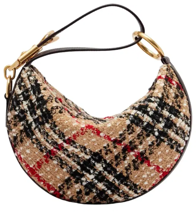 Knight Arc leather-trimmed bouclé shoulder bag Knight Arc leather-trimmed bouclé shoulder bag
