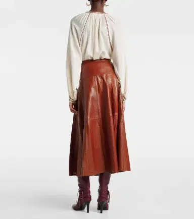 Ulla Johnson Aninda leather midi skirt | Thumbnail 3 Ulla Johnson Aninda leather midi skirt | Thumbnail 3