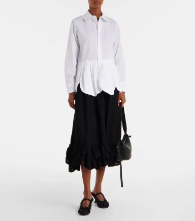 Noir Kei Ninomiya Gathered cotton blouse | Thumbnail 3 Noir Kei Ninomiya Gathered cotton blouse | Thumbnail 3