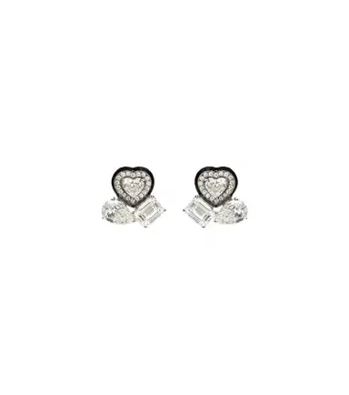 Kamyen Cluster Heart 18kt white gold earrings with diamonds | Thumbnail 1 Kamyen Cluster Heart 18kt white gold earrings with diamonds | Thumbnail 1