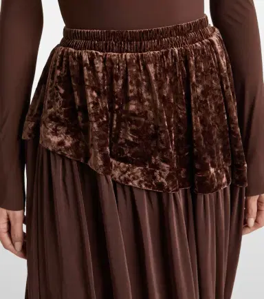 Xu Zhi Jersey and velvet midi skirt | Thumbnail 2 Xu Zhi Jersey and velvet midi skirt | Thumbnail 2