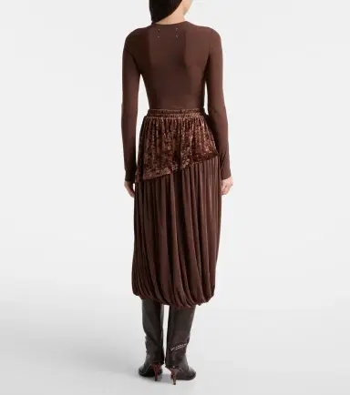 Xu Zhi Jersey and velvet midi skirt | Thumbnail 4 Xu Zhi Jersey and velvet midi skirt | Thumbnail 4