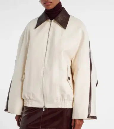 Jacques Wei Leather-trimmed cotton jacket | Thumbnail 3 Jacques Wei Leather-trimmed cotton jacket | Thumbnail 3