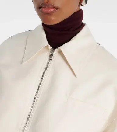 Jacques Wei Leather-trimmed cotton jacket | Thumbnail 4 Jacques Wei Leather-trimmed cotton jacket | Thumbnail 4