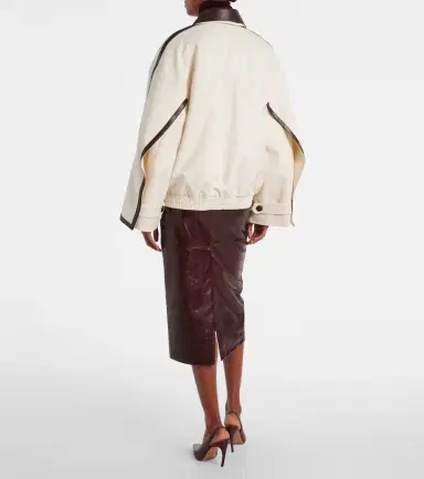 Jacques Wei Leather-trimmed cotton jacket | Thumbnail 6 Jacques Wei Leather-trimmed cotton jacket | Thumbnail 6