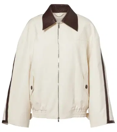 Jacques Wei Leather-trimmed cotton jacket | Thumbnail 1 Jacques Wei Leather-trimmed cotton jacket | Thumbnail 1