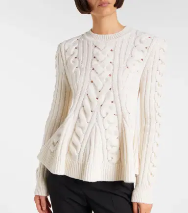Alexander McQueen Cable-knit wool and cashmere sweater | Thumbnail 2 Alexander McQueen Cable-knit wool and cashmere sweater | Thumbnail 2
