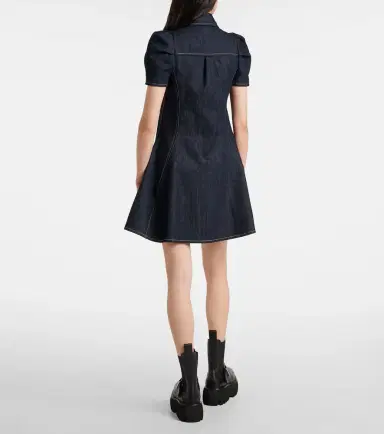 Alexander McQueen Puff-sleeve denim minidress | Thumbnail 3 Alexander McQueen Puff-sleeve denim minidress | Thumbnail 3