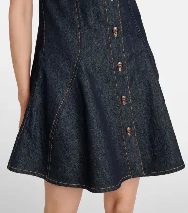 Alexander McQueen Puff-sleeve denim minidress | Thumbnail 4 Alexander McQueen Puff-sleeve denim minidress | Thumbnail 4