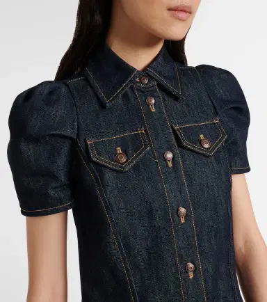 Alexander McQueen Puff-sleeve denim minidress | Thumbnail 6 Alexander McQueen Puff-sleeve denim minidress | Thumbnail 6