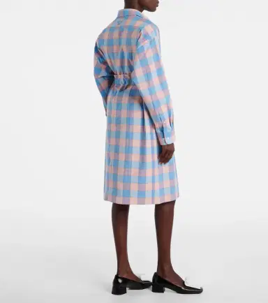 Prada Checked cotton poplin midi skirt | Thumbnail 4 Prada Checked cotton poplin midi skirt | Thumbnail 4