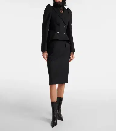 Alexander McQueen High-rise wool gabardine pencil skirt | Thumbnail 2 Alexander McQueen High-rise wool gabardine pencil skirt | Thumbnail 2